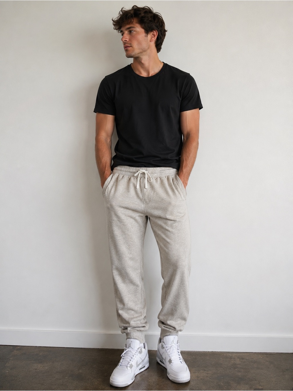 Men's Jogger Sweatpants in Light Beige - Casual Comfort